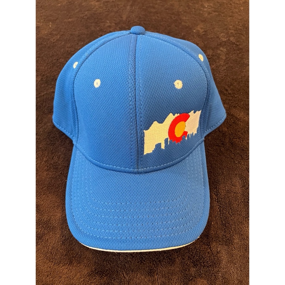 Colorado Hat Otto Flex Fitted Hat L/XL Blue Rockies and City Skyline